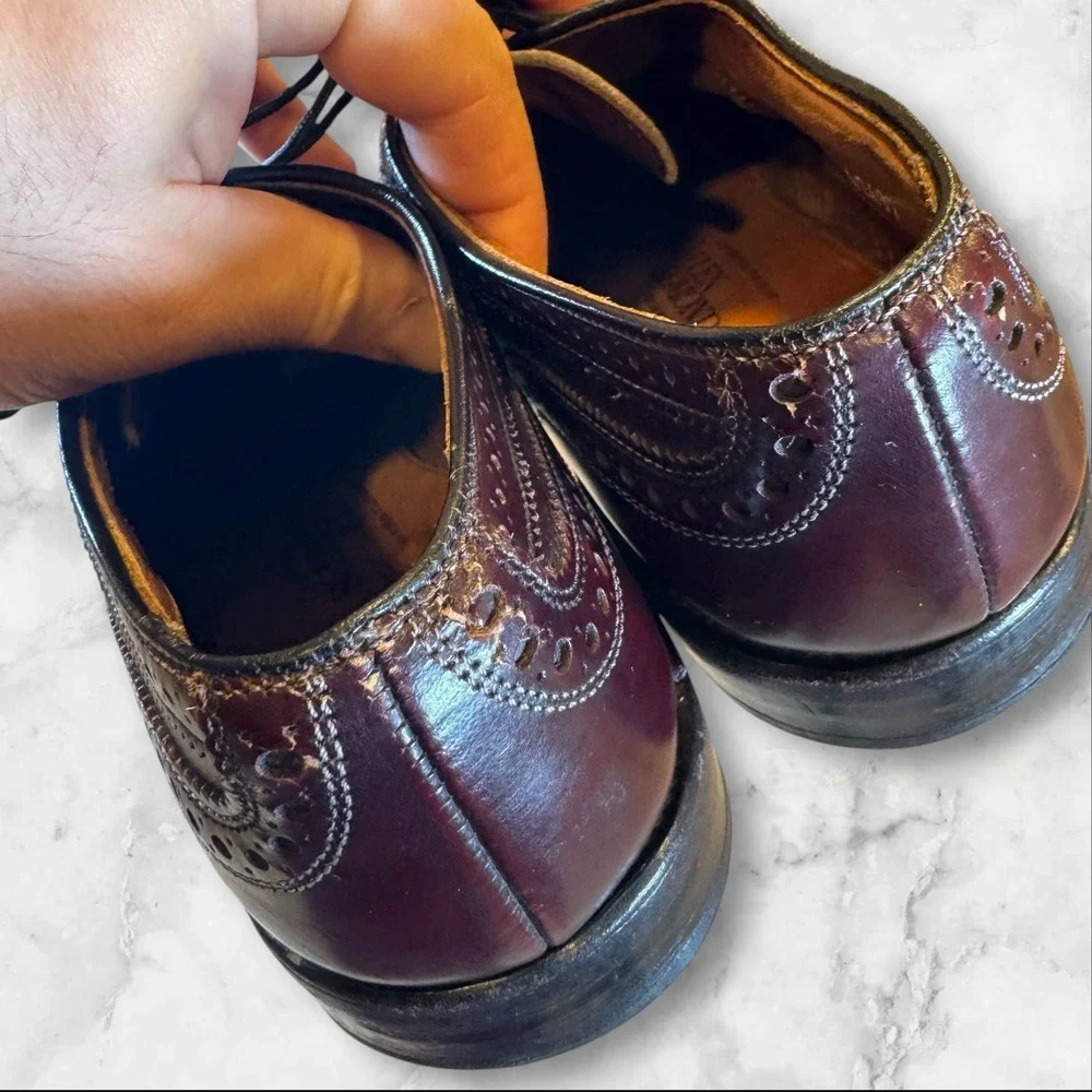 Allen Edmonds McAllister Wingtip‎ Oxford Shoes Burgundy Leather Men Size 8 C